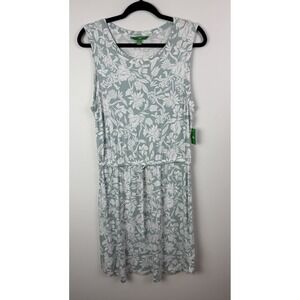 NWT Dip Knee Length Dress Teal/ White Ditsy Floral Sz Medium Sleeveless Athletic